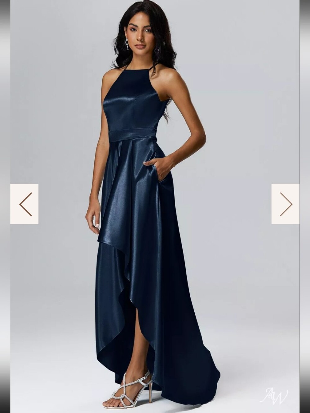 AW Marlene Dress
Crystal Satin Dark Navy
